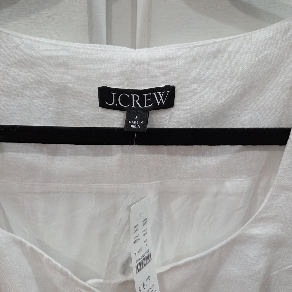 NWY J. Crew White Linen Button-Front Square-Neck Tank - Picture 4 of 9